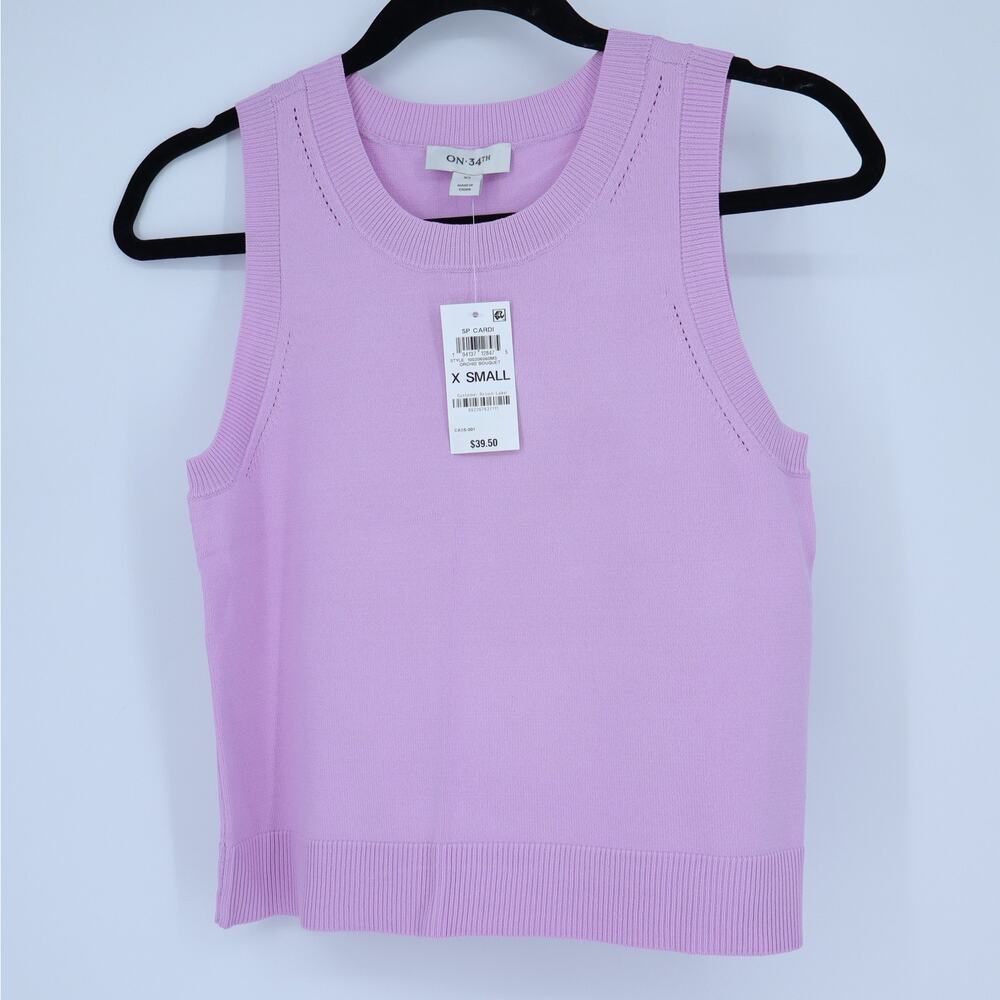 ON 34TH NWT Sleeveless Pullover Sweater Tank Orchid Bouquet Purple Women's XS